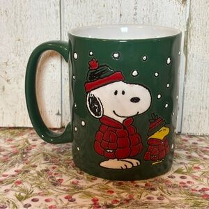Peanuts Snoopy Woodstock Holiday Ceramic Coffee Mug 17.5fl oz SILVER BUFFALO NEW